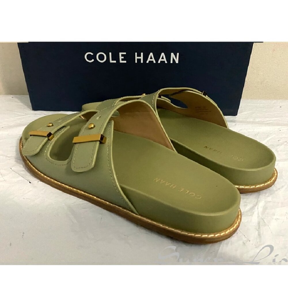 NEW Cole Haan Women's Marisol Footbed Oil Green Leather Sandals - Picture 7 of 8